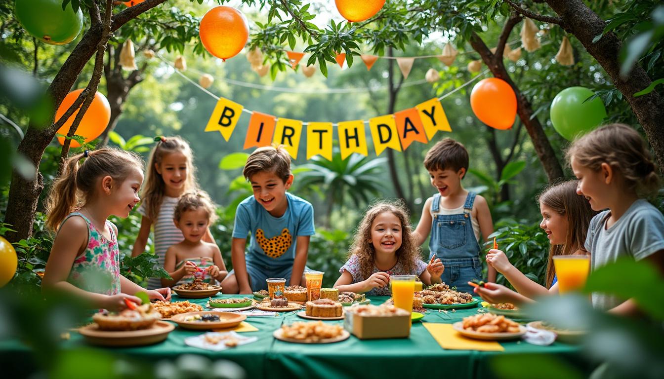 découvrez comment organiser un anniversaire d'enfant inoubliable sur le thème de l'aventure dans la jungle, avec des jeux captivants et des activités ludiques pour une fête pleine d'émotions et de découvertes.