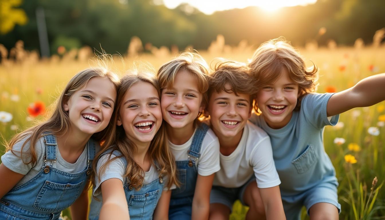 découvrez comment un simple selfie en groupe d’enfants peut immortaliser des moments précieux et créer des souvenirs inoubliables à chérir pour toujours.
