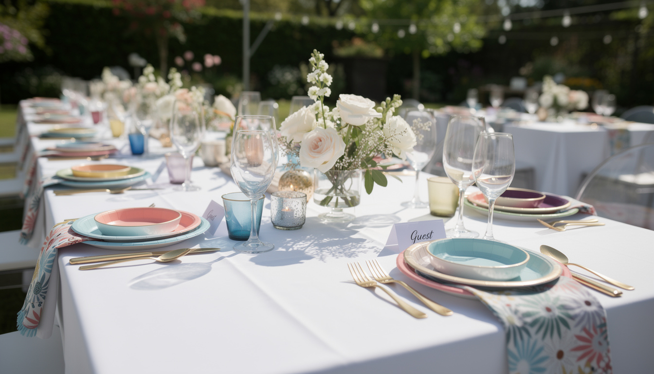 découvrez la vaisselle jetable colorée, l'accessoire incontournable pour des mariages modernes et festifs. apportez une touche d'élégance et de fraîcheur à votre décoration tout en facilitant le service et le nettoyage.