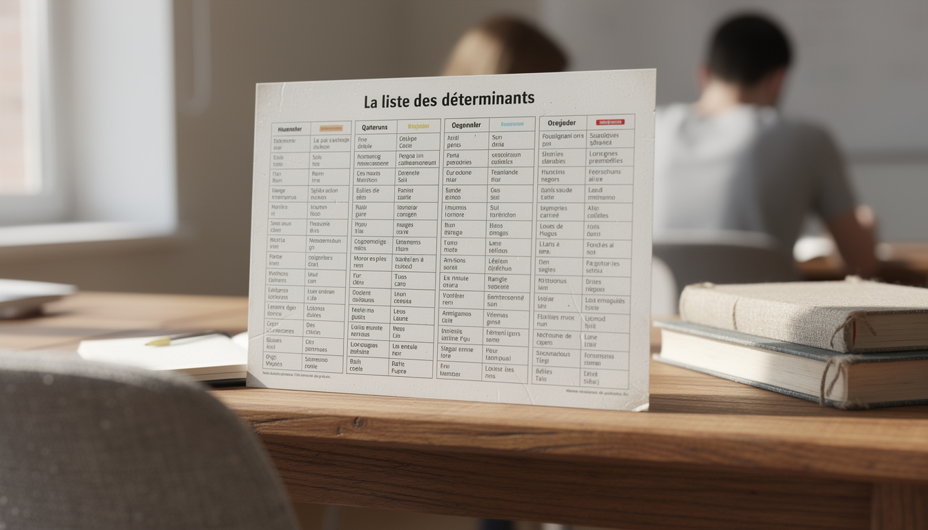 Maîtrisez la langue française avec notre liste des déterminants : tableau