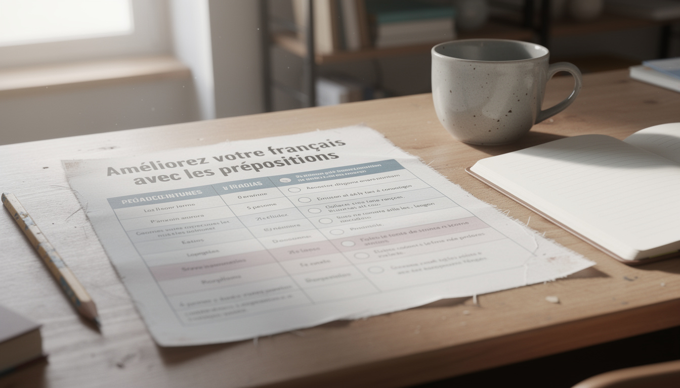Améliorez votre français avec les prépositions : tableau à imprimer