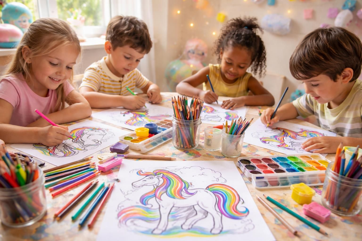 Comment organiser un atelier de coloriage d&rsquo;une licorne arc en ciel