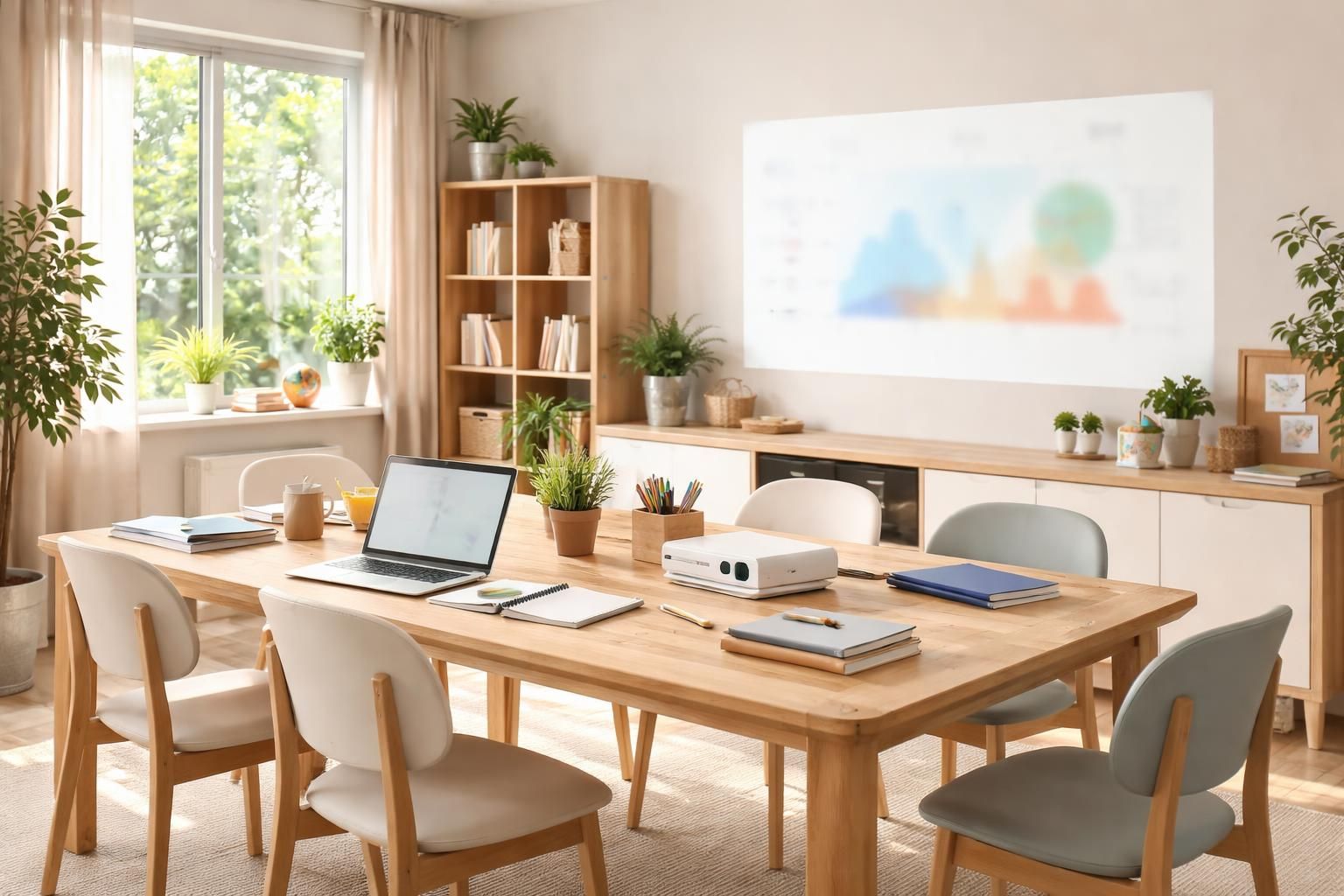 Home office familial : vidéoprojecteur LED pour cours et réunions