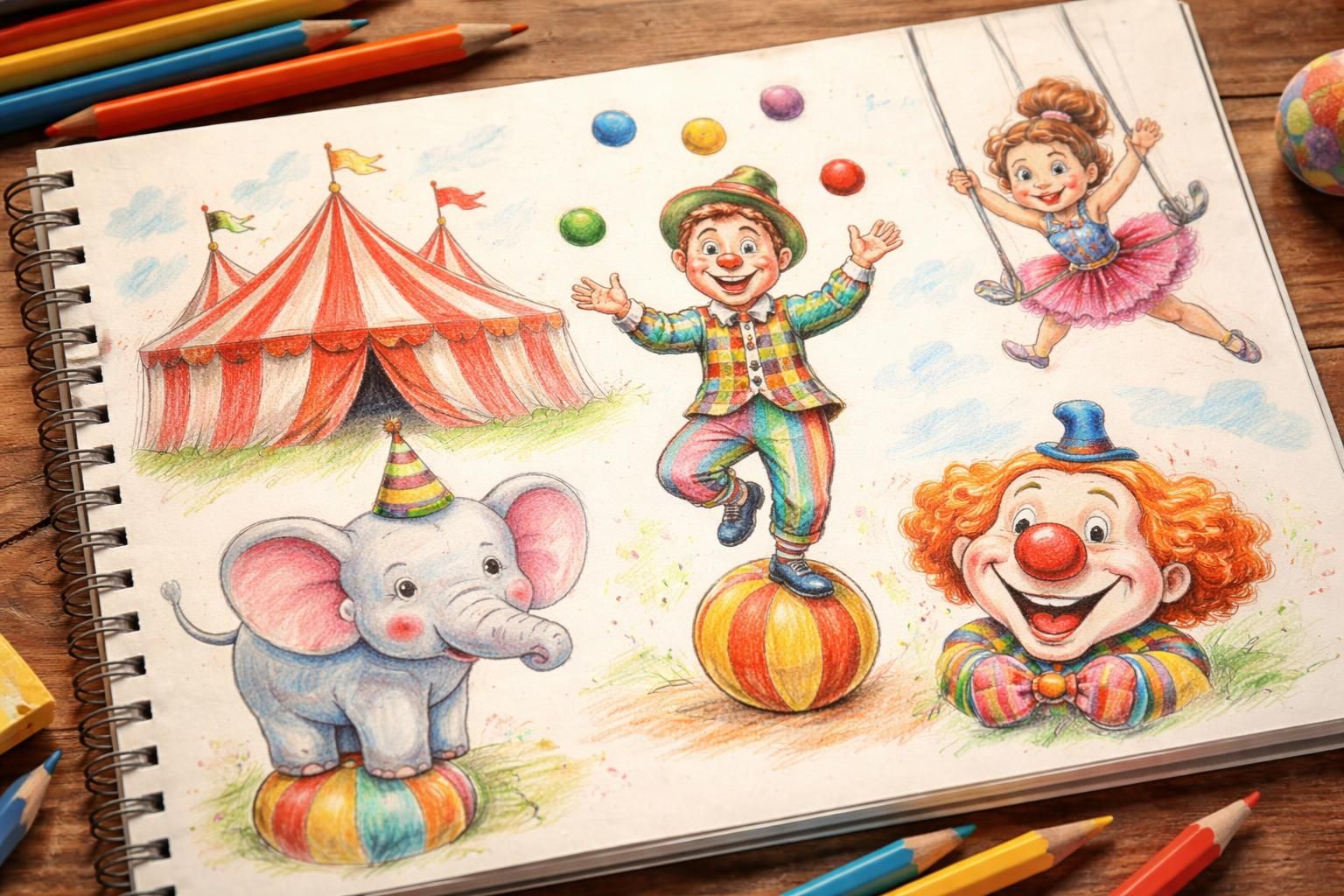 Inspirez-vous avec ces exemples de dessin du cirque facile